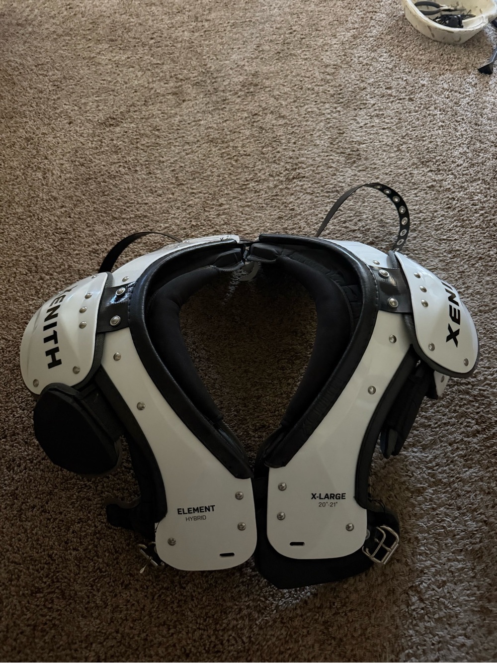 Xenith White and Black Element Hybrid Football Shoulder Pads- Extra Large